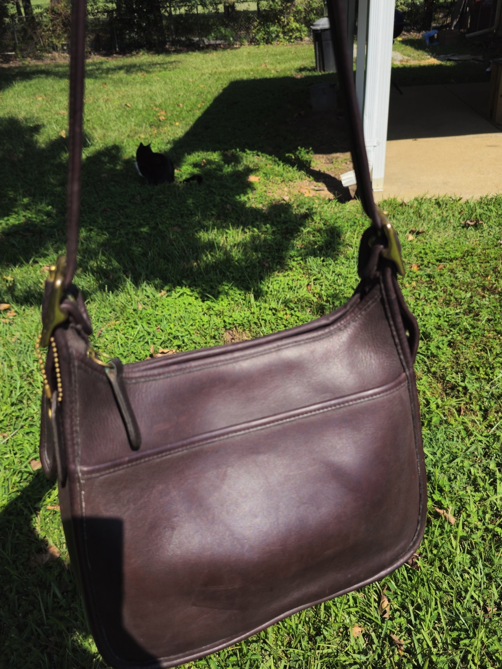 Coach Classic Leather Shoulder Bag in Dark Brown